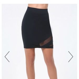 Diagonal Mesh Inset Bebe Black Skirt